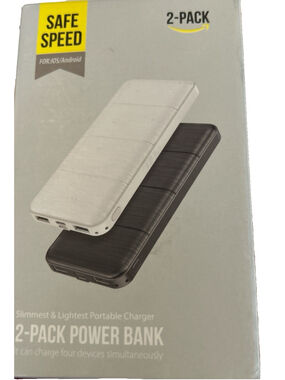 Power Bank 2-Pack for IOS or Android One Black and One White A+ Class Battery
